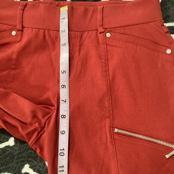 CLEO PETITES Brick red tappered straight leg pants w/ zipper pockets ~ XS SMALL - Picture 8 of 11